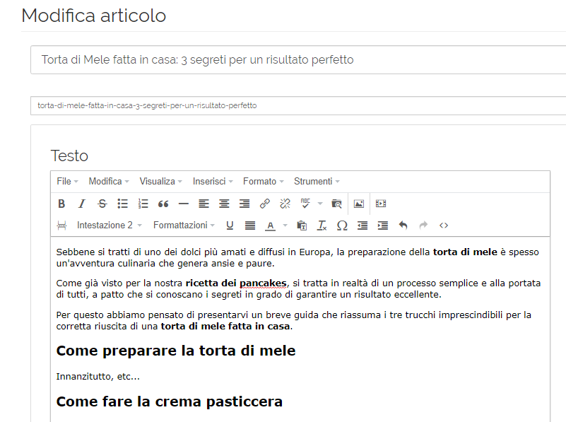 Scrittura di articolo seo