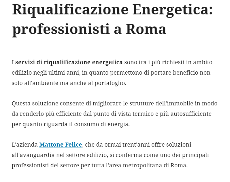 Ancora Brandizzata: link inserito sul nome dell'azienda Mattone Felice