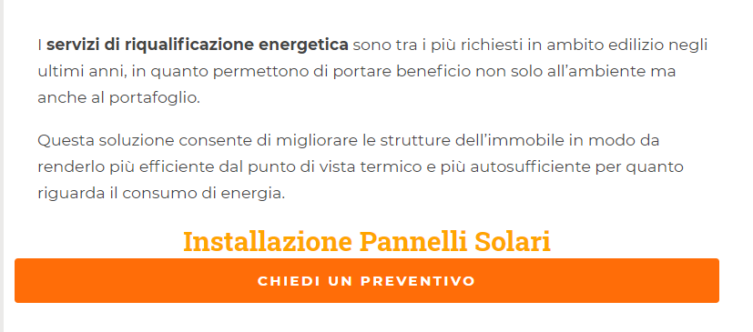 Ancora con call to action su preventivo per installazione pannelli solari