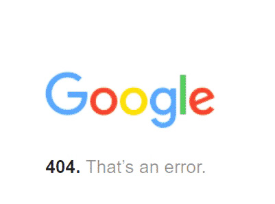 L'avviso di Google che riporta un errore 404