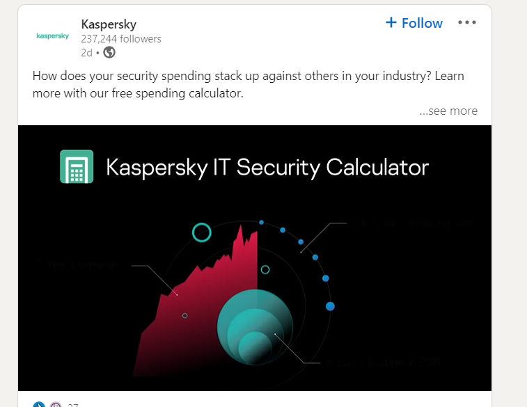 Post Linkedin Kaspersky con video