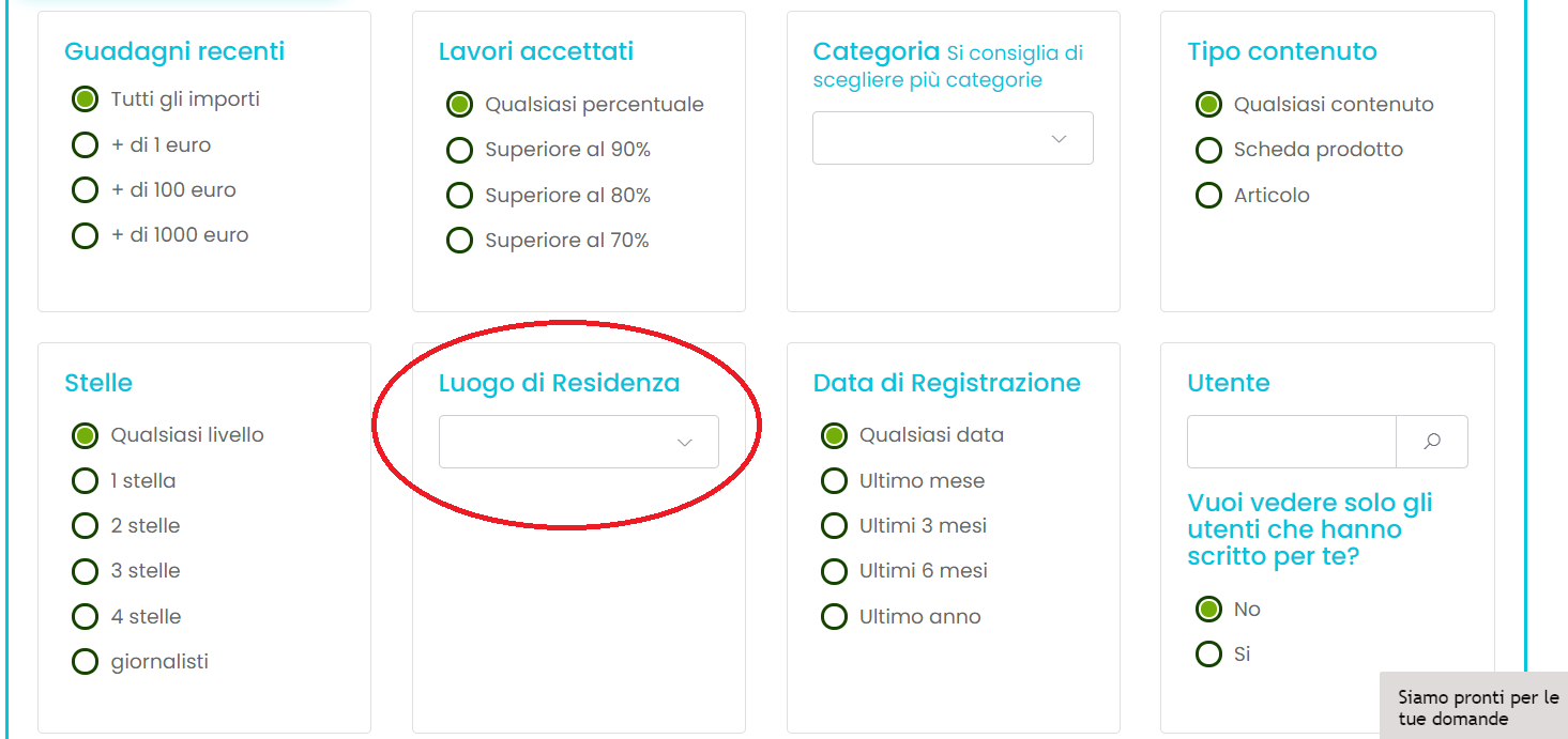 Piattaforma Melascrivi: filtro di Autori in base alla provenienza