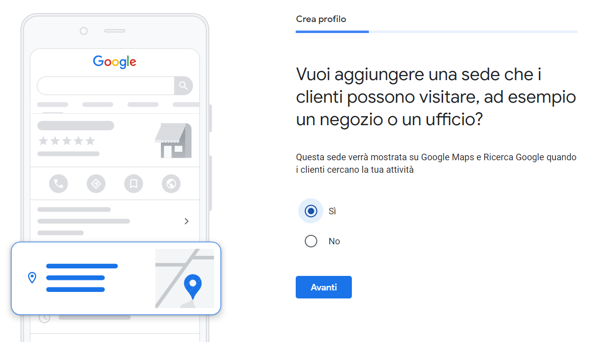 Scheda Google My Business: sede