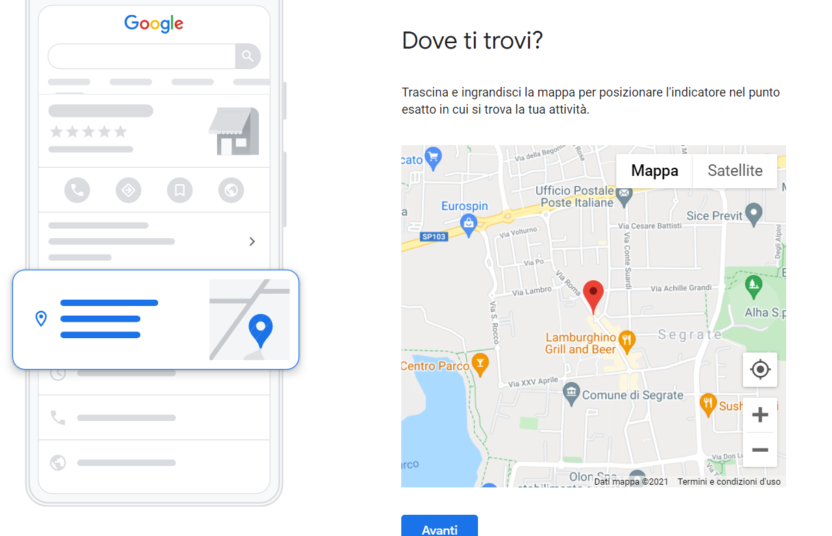 Scheda Google My Business: mappa