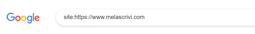 Operatore site utilizzato nella barra di ricerca di Google per verificare il dominio Melascrivi